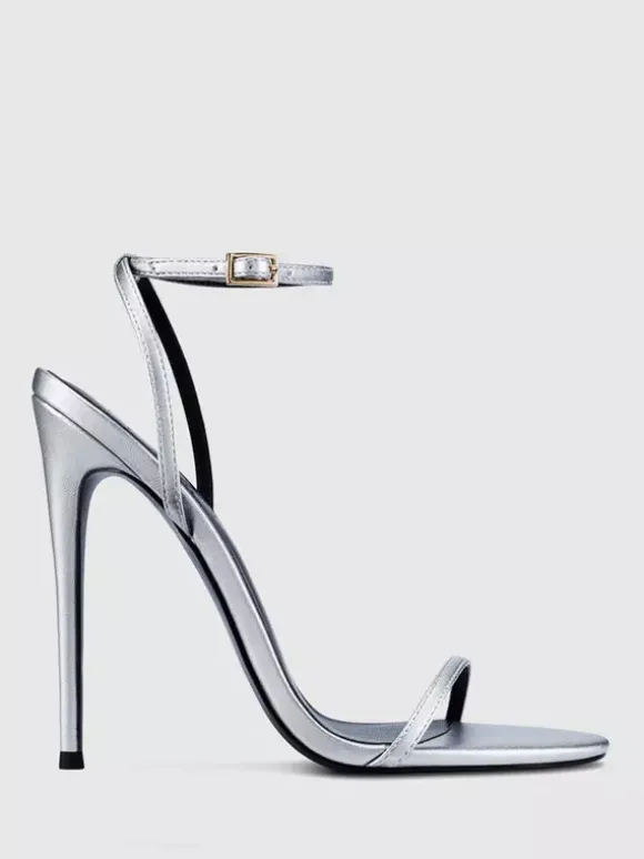 Gold High Heel Sandals Open Toe Stiletto Heel Party Shoes