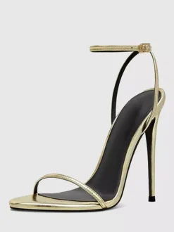 Gold High Heel Sandals Open Toe Stiletto Heel Party Shoes