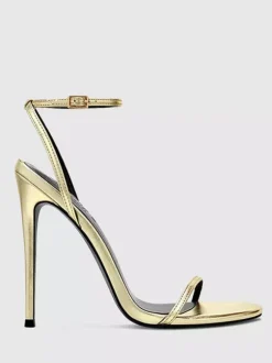 Gold High Heel Sandals Open Toe Stiletto Heel Party Shoes