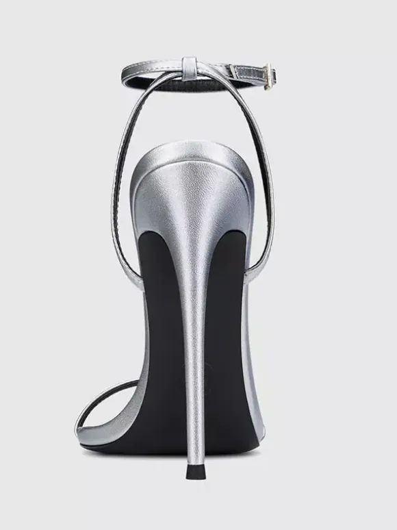 Gold High Heel Sandals Open Toe Stiletto Heel Party Shoes