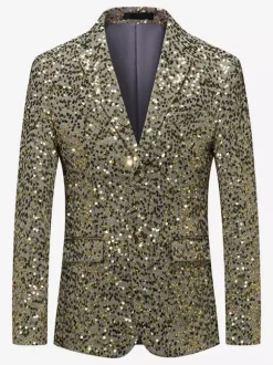 Gold Men's Sequni Retro Performance Costumes Overcoat Retro Costumes For Man