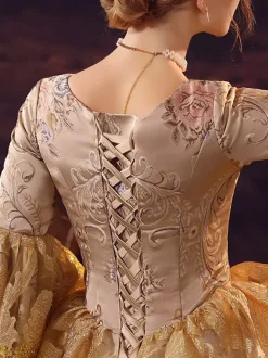 Golden Retro Costumes Polyester Dress Marie Antoinette Costume Women's Euro-Style Vintage Clothing