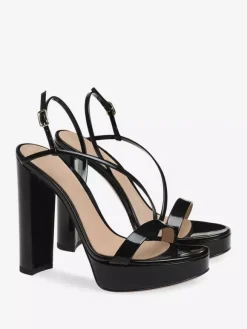 Gold High Heels Platform Open Toe Chunky Heel Strappy Party Shoes