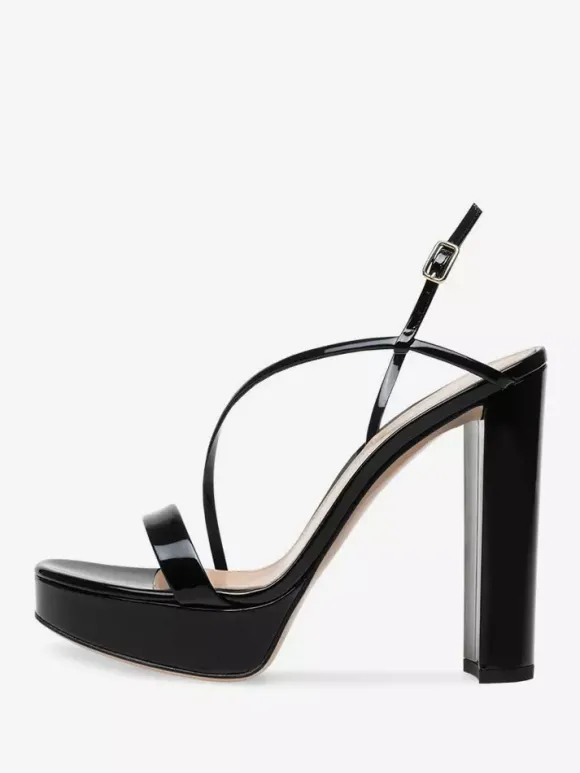 Gold High Heels Platform Open Toe Chunky Heel Strappy Party Shoes