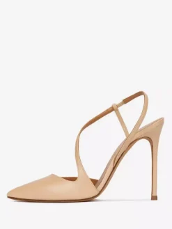 Gold High Heels Pointed Toe Strappy Slingback Party Shoes For Women