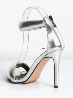 Gold High Heel Women Open Toe Metallic Ankle Strap Prom Sandals