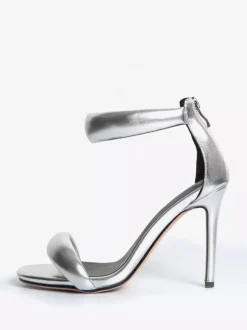 Gold High Heel Women Open Toe Metallic Ankle Strap Prom Sandals