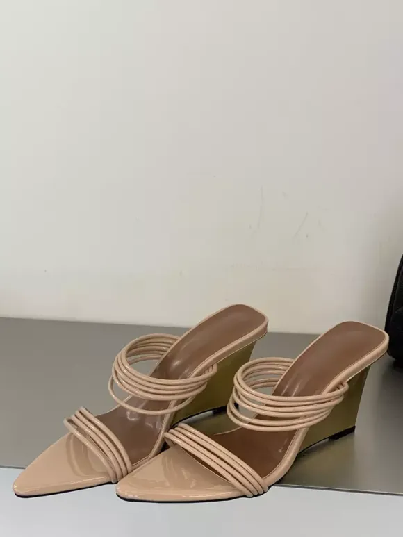 Gold Wedge Sandals Open Toe Strappy Wegde Sandal Shoes