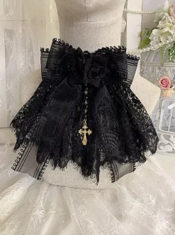 Gothic Lolita Accessories Burgundy Chains Flowers Lace Accessory Miscellaneous