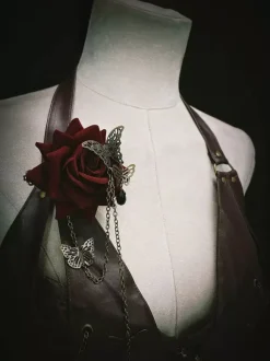 Gothic Lolita Accessories Red Chains Flowers Accessory Metal Miscellaneous