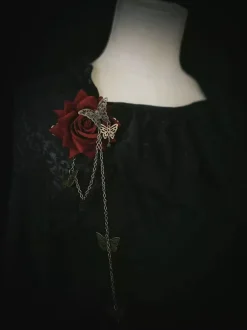 Gothic Lolita Accessories Red Chains Flowers Accessory Metal Miscellaneous