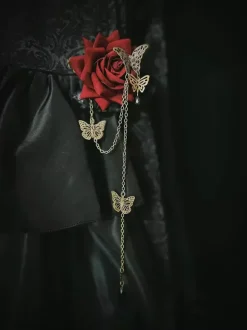 Gothic Lolita Accessories Red Chains Flowers Accessory Metal Miscellaneous