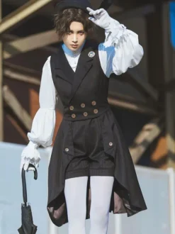 Gothic Lolita Coats Black Overcoat Polyester Summer Lolita Outwears