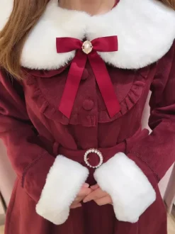 Gothic Lolita Coats Ecru White Coat Bows Ruffles Overcoat Polyester Winter Lolita Outwears