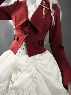 Gothic Lolita Coats Red Lace Up Polyester Overcoat Coat Spring Lolita Outwears