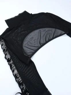 Gothic Lolita Cover-ups Black Grommets Lace up Top Polyester Lolita Outwears