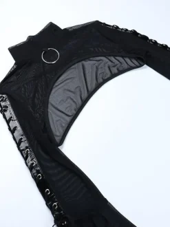 Gothic Lolita Cover-ups Black Grommets Lace up Top Polyester Lolita Outwears