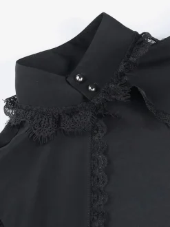 Gothic Lolita Cover-ups Black Ruffles Top Lace Polyester Cover-Up Lolita Outwears