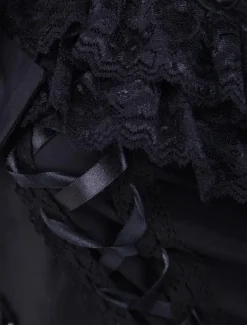 Gothic Lolita Dress JSK Black Ruffles Bow Lace Trim Lolita Jumper Skirt