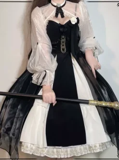 Gothic Lolita Dresses Bows Ruffles Black Black