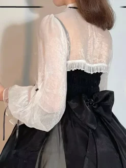 Gothic Lolita Dresses Bows Ruffles Black Black