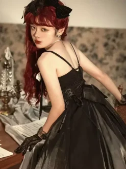 Gothic Lolita Dresses Bows Ruffles Black Black
