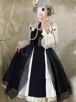 Gothic Lolita Dresses Bows Ruffles Black Black