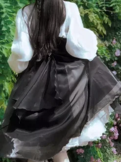 Gothic Lolita Dresses Bows Ruffles Black Black