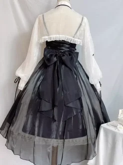 Gothic Lolita Dresses Bows Ruffles Black Black