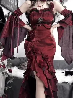 Gothic Lolita Dresses Bows Ruffles Red Red