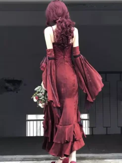 Gothic Lolita Dresses Bows Ruffles Red Red