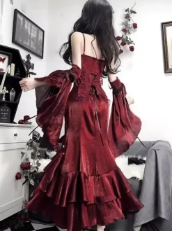 Gothic Lolita Dresses Bows Ruffles Red Red