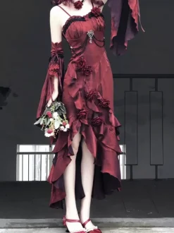 Gothic Lolita Dresses Bows Ruffles Red Red