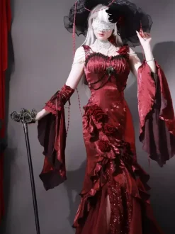 Gothic Lolita Dresses Bows Ruffles Red Red