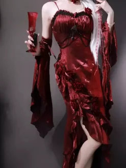 Gothic Lolita Dresses Bows Ruffles Red Red
