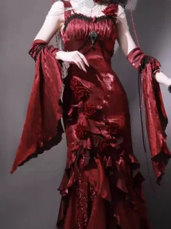 Gothic Lolita Dresses Bows Ruffles Red Red