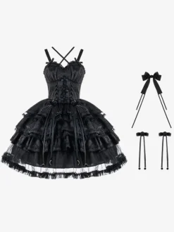 Gothic Lolita Dresses Bows Ruffles Burgundy