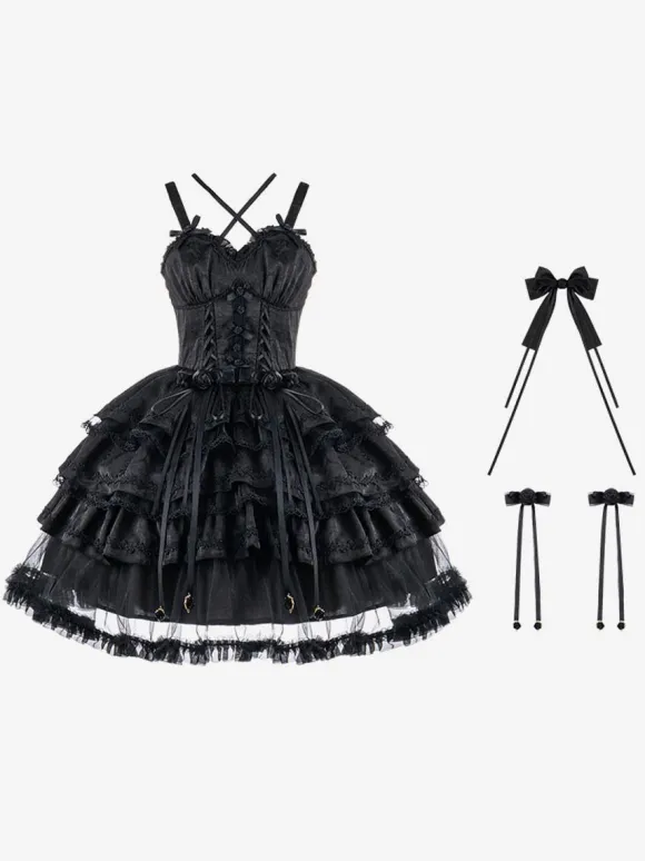 Gothic Lolita Dresses Bows Ruffles Burgundy