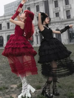 Gothic Lolita Dresses Bows Ruffles Burgundy