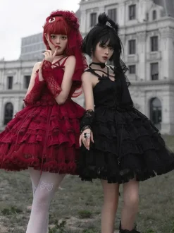 Gothic Lolita Dresses Bows Ruffles Burgundy