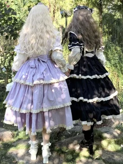 Gothic Lolita Dresses Bows Ruffles Purple Purple