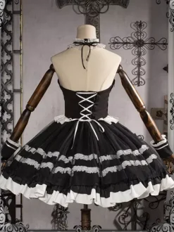 Gothic Lolita Dresses Bows Lace Black Black