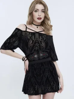 Gothic Lolita Dresses Floral Print Black Black
