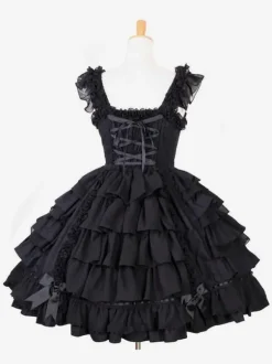 Gothic Lolita Dresses JSK Ruffles Bows Slip Dress
