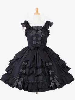 Gothic Lolita Dresses JSK Ruffles Bows Slip Dress