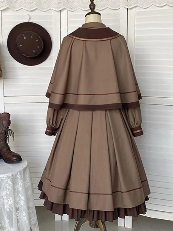 Gothic Lolita Dresses Ruffles Embroidered Coffee Brown Coffee Brown