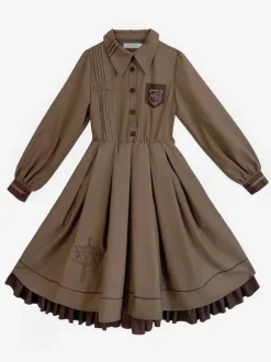 Gothic Lolita Dresses Ruffles Embroidered Coffee Brown Coffee Brown