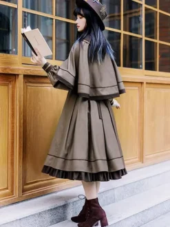 Gothic Lolita Dresses Ruffles Embroidered Coffee Brown Coffee Brown