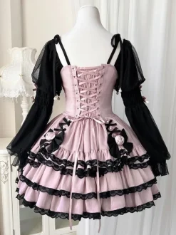 Gothic Lolita Dresses Ruffles Flowers Spicy Girl's Cute Lantern Sleeve Princess Dress
