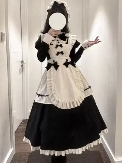 Gothic Lolita Dresses Ruffles Bows Color Block Black Black